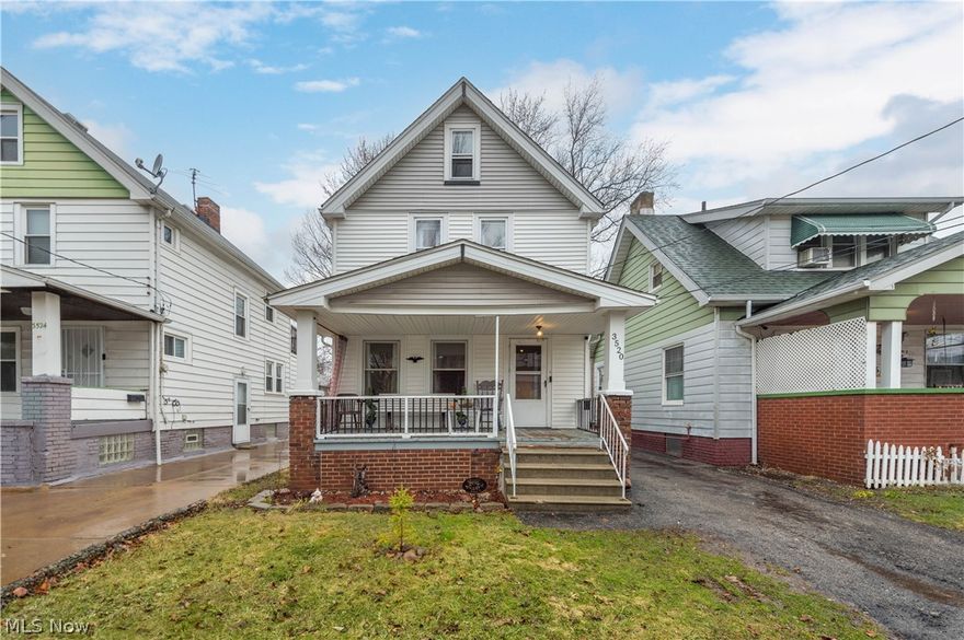 Welcome to this charming 3 bed 1.5 bath home nestled in the heart of Clevelands’ sought after Old Brooklyn neighborhood. Masonry and a small garden bed for a cozy and welcoming front porch. Fresh paint and well preserved hardwood under recently replaced protective laminate tile throughout first level. The living room features three windows which fill the space with light, and a gas line for future fireplace addition.

The inviting dining area features built-in window seating and shelving, filling the space with natural light and offering views of the private, fully fenced backyard. Plumbing in the dining area provides potential for a wet bar or entertainment space. The quaint and functional kitchen continues through to your sizable backyard porch. Laundry and half bath in basement.

Upstairs, hardwood floors extend throughout the second level. The spacious primary bedroom offers both a walk-in closet and a second closet. The second bedroom has a coved ceiling and a door for potential addition of a step-out balcony. The full bathroom was remodeled in 2019 with modern hardware and a stone tiled-shower. The unfinished third level provides opportunity for future expansion or additional storage.

Conveniently situated between downtown Cleveland and the suburb of Parma, this home offers easy access to major interstates (i480, i71, 176) blending urban amenities with suburban tranquility. Nearby attractions include The Cleveland Zoo, Metroparks, vibrant local restaurant scene, locally owned niche shops, diverse shopping options. Perfect blend of comfort and convenience - dont miss the chance to make it your own.

Central air (2019), Electric Panel (2020), Vinyl Siding