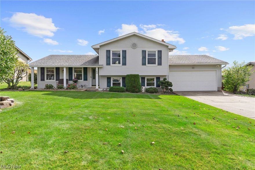 Location is the name on this beautiful split level house! You can be on your way to anywhere in the state of ohio within minutes. From the moment you walk into this property you will realize the love that has been put in. Having the Family room inviting you in from the outside you will see immediately the beautiful character of the house. You will see the updated kitchen with granite countertops added island and the abundance of cabinets for storage. When you go to the downstairs you will see a beautiful fireplace for keeping you warm in the colder months. There is an additional half bath in the laundry room. Walking to the upstairs you will see a full bath that was updated. In the bedrooms there has been some character added by sinking the TV in to the wall. TV is not even a month old and will be included in the sale. To the Large awning that is professionally taken care of every winter and spring. The owners have had a stone patio with wood burning fireplace put in, great for marshmallows and hobo pies in the fall! All sheds except closest to the garage wall are included. Patio furniture/lawn tools can be included with a good offer. Roof was replaced a couple years back. Seller offering a 1 year home warranty with the property!