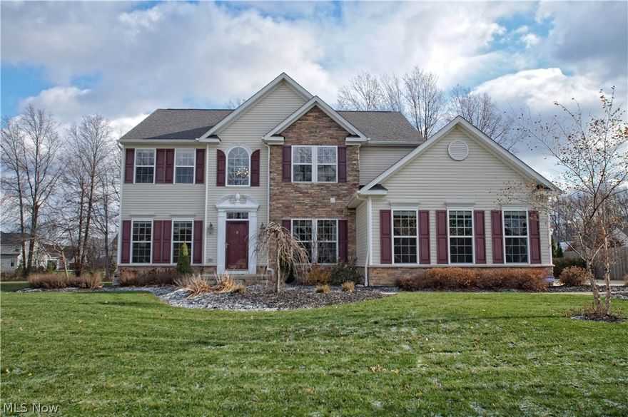 This move-in ready home is located in Avon's sought after Palmer Village Community  on over .4 of an acre property. This home features over 3,800 living square feet, 4 bedrooms, 2.5 baths, first floor library/den, formal dining room and living room,  spacious morning room is off the kitchen area, 2 car side entry garage with extra storage area, finished basement, oversize patio area with fire pit, 1st floor laundry room, and upgraded finishes throughout. Eat-in kitchen features the latest open concept design, gourmet island, granite counter tops, stainless steel appliances and trendy back splash. Family room features floor to ceiling stone fireplace. Since building this home sellers have invested over $30,000 in improvements making it look the way it is today.  The following updates have been complete: professionally installed landscaping with sprinkler system, patio with fire pit, extra driveway pad, lead walk to the backyard, shed, high quality new carpet was installed throughout, ne