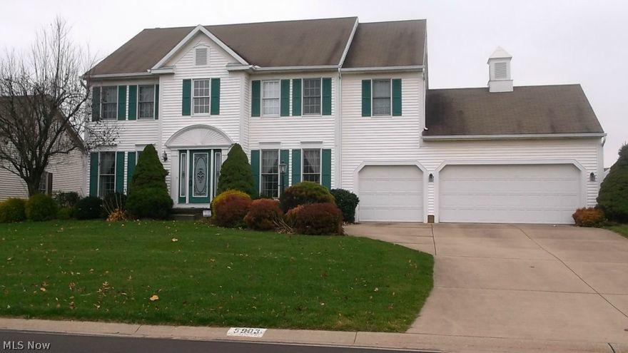 Beautiful Colonial home with three car garage has neutral decor, 6 panel oak doors on the main level and crown trim in the Living Room, Dining Room, Great Room and Foyer.  The Foyer entry with hardwood flooring is spacious with etched glass pattern on door and side windows.  The large Great Room with gas fireplace offers a view of the pond and French Doors to the Living Room which features built in book cases (this room could be used as a Den).  The spacious kitchen has a breakfast bar and includes a bayed window dinette area that also views the pond and has window pane door to the deck, perfect for morning coffee and night time relaxing.  It is a joy to entertain in the Formal Dining featuring chair rail and wainscoting trim.  The Master Bedroom Suite has double sink vanity, jetted tub, private step in shower area with skylight and walk in closet.  We can not forget the large finished basement that includes the pool table.  The room has two sections that are open creating 678 addition