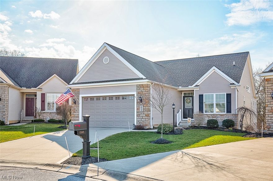 Enjoy the PICTURESQUE setting, OPEN & BRIGHT floor plan & PREMIUM Finishes of this custom built 3 bedroom 4 bath Ranch condo. So much to enjoy and be proud of. Welcome your guests into the bright and expansive entry into the custom kitchen with quartz counters, stainless steel appliances and beautiful island. Complete open floor plan living flows into the living/family room anchored with vaulted ceilings, skylights and a gas fireplace. Dining space large enough to entertain. An incredible sunroom with direct access to the deck and incredible views. 2 master suites each with their own full bathroom and walk in closets offer luxury every day living. A dedicated office, 1/2 bathroom and laundry finish off this incredible first floor. Open staircase access leads to the finished lower level including additional living/entertaining space, a full bathroom and a 3rd bedroom with walk out access. The basement has 9' ceilings and natural light, plus so much additional storage and utility space. High efficiency hvac, and a radon system (already installed) with provide years of carefree maintenance and living. No detail has been missed including the oversized 2 + car garage with extra tall doors. Most windows with custom blinds. Nothing to do but move in!