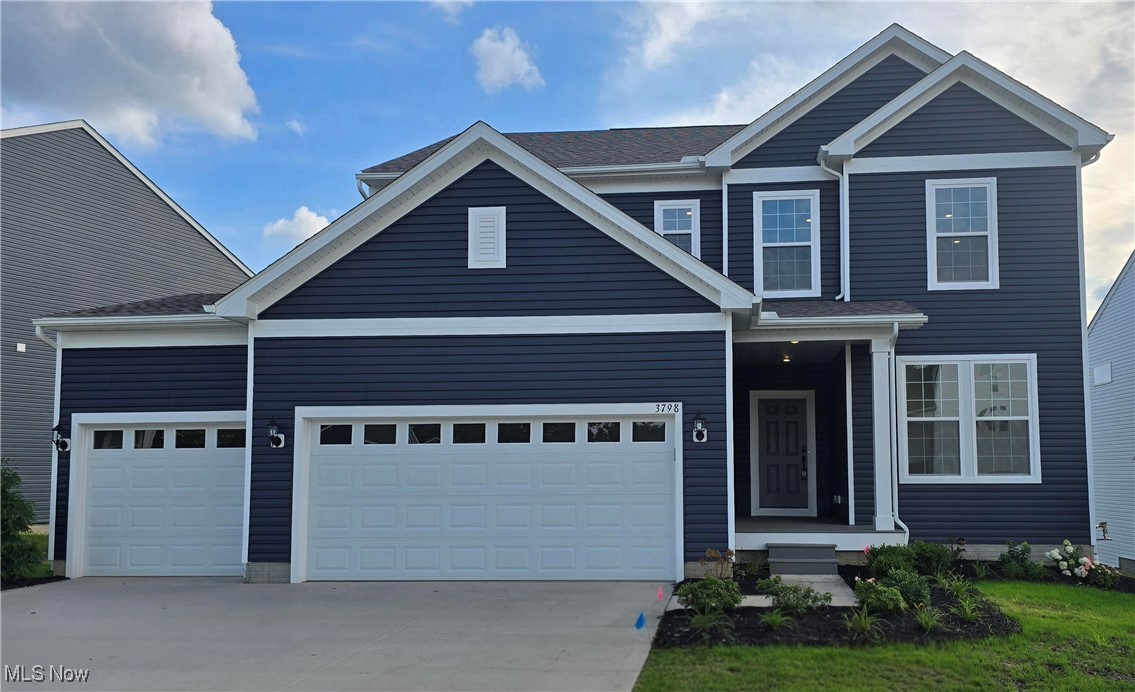 This home is near completion - move in within 30 days! Well-designed 3-bedroom, 2.5-bath home with 2,390 sq ft, located on a beautiful pond-view homesite with a daylight basement. The main level includes a versatile flex room, perfect for a home office or additional living space. Upstairs features a loft and a convenient second-floor laundry room. All bedrooms include walk-in closets for ample storage. A 3-car garage adds extra convenience to this thoughtfully laid-out home.