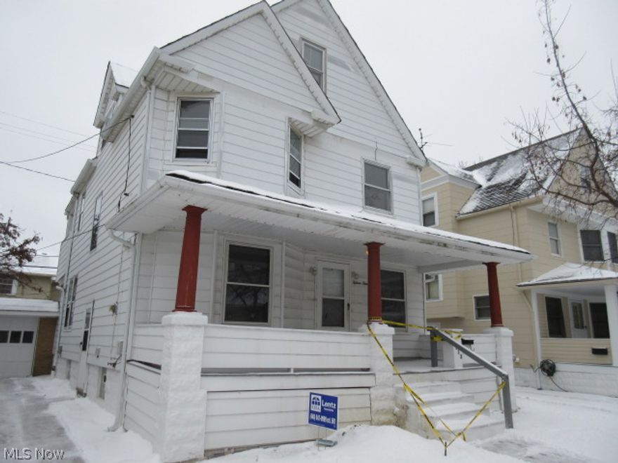 Large 3 bedrooms, 1.1 bath colonial home. Deco fireplace in living room. Big eat-in kitchen plus a dining room. Hardwood floors. Balcony off the master bedroom. Full basement has glassl block windows. Fenced yard. 1 car detached garage. Home being sold 'as is'. Lots of potential here! (No POS required on this property, no housing license ever issued, per City of Lakewood.)