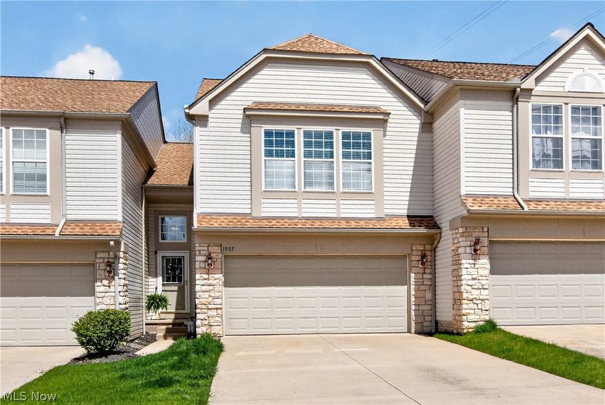Welcome to 1557 N Yorkshire Dr in desirable Broadview Heights—an impeccably maintained 2-bedroom, 2.5-bath townhome offering style, comfort, and convenience. This beautiful home features an open floor plan with soaring ceilings in the great room, creating a bright and airy atmosphere perfect for everyday living and entertaining. Luxury tile flooring spans the entire first level, complementing the inviting living space with an electric fireplace that remains. The stunning kitchen showcases gorgeous custom cabinetry, granite countertops, and newer stainless steel appliances—ideal for both casual meals and hosting guests. Upstairs, the spacious primary suite provides a peaceful retreat with a relaxing en suite bath and ample closet space. 1 additional generously sized bedroom and a versatile bonus nook offer flexibility for a home office, reading area, or play space. Enjoy outdoor living on the private back patio, and take advantage of the home’s close proximity to the community pool. With a low HOA fee and located in a highly desirable neighborhood, this move-in ready home is priced to sell—don’t miss this exceptional opportunity!