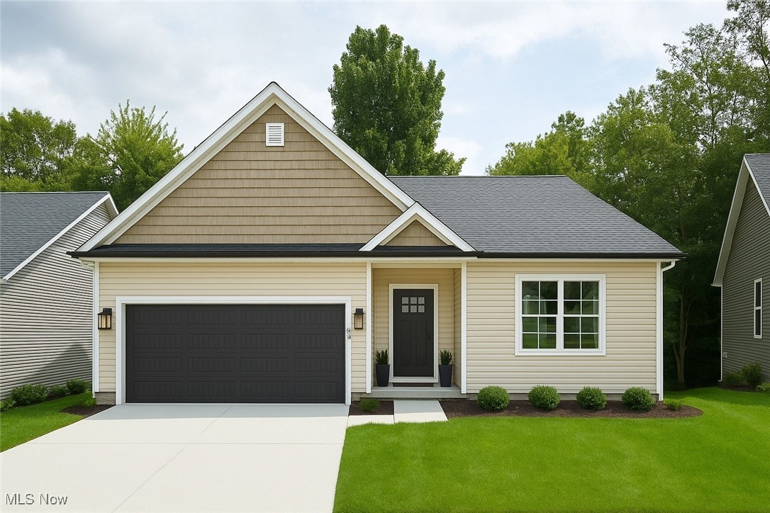Welcome to this modern, newly constructed 3-bedroom, 2-bathroom Hahn Home in the heart of Doylestown, OH. Step inside to discover a spacious foyer with luxurious vinyl flooring. Step into the open eat-in kitchen, which seamlessly blends into the living room, allowing for ample sunlight and creating a spacious, open-concept design. The kitchen features stainless steel appliances, granite countertops with a generous island, and a spacious dining area complemented by a large glass sliding door that offers seamless access to outdoor entertainment on the raised deck with beautiful wooded views. The owner’s suite is situated off the living room and includes an ensuite bath featuring a double sink vanity and a spacious walk-in closet with direct access to the laundry room. The first floor is complete with 2 additional bedrooms and a full bath. Head to the walkout lower level that offers a blank canvas for your personal touch, plumbed for an additional bathroom. This home is located minutes from downtown Doylestown, parks, schools, highway access, and more! Schedule today for a private showing of this beautifully built new home.
