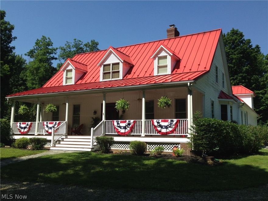 Welcome to a beautiful southern cottage inspired home with a 48' covered front porch setback in the privacy of 41 acres looking for it's new owner! Built in 2006, this home welcomes you with soaring ceilings, a first floor master suite, first floor laundry, gorgeous kitchen with granite counters, open dining area and an office or study. The upper level has a very large second master suite with an additional two bedrooms connected by a spacious Jack n Jill bath and a large walk in storage area in between. You can access the expansive basement from the 3 car garage or from inside the home that also has a back-up Harmon coal stove that has been cleaned and checked recently. This home comes equipped with a whole house generator for peace of mind. A gas well on the property is available and already run to the home if you wanted to tie into this for free gas! Royalties come with the property also with an oil well on the acreage. Average proceeds run $50 to $300 a month when actively running.