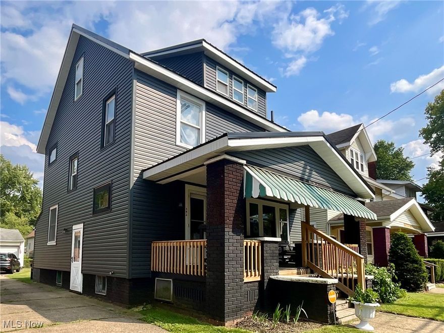 Welcome to this beautifully updated two-story home in central Canton, offering over 1,600 sq ft of comfortable living space. Conveniently located near shopping and expressways, this charming residence features a new metal roof, vinyl siding, and a welcoming front porch. Inside, fresh paint and updated LPV flooring on the first level create a modern and inviting atmosphere. The spacious eat-in kitchen, complete with a separate prep area, is equipped with ample cabinetry and includes all kitchen appliances. The large, light-filled dining room enhances the home’s appeal, while original woodwork and built-ins throughout lend timeless character. The home features three bedrooms and two full bathrooms—one on the main floor and one on the second floor. The walk-up attic offers potential for a fourth bedroom or versatile bonus room. The clean, dry basement provides generous storage, laundry facilities, and convenient access via a man door. Outside, you’ll find a two-car garage and a paved driveway. A home warranty is included for added peace of mind. This move-in-ready home is ready for you to enjoy!