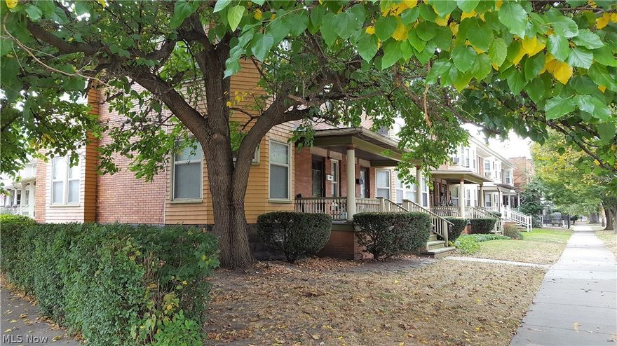 4 townhomes in Detroit-Shoreway two blocks from Gordon Square. Units boast hardwood floors, oak woodwork, decorative fireplaces & built-ins along with updated kitchens, baths and mechanical systems. Consistently maintained, with newer furnaces in 3 of 4 units. Three 2-bedroom units and 1 three-bedroom unit gross over $3,000/month. Tenants pay their own gas and electric. Parking for 4-cars in a surface lot behind the building. Lovely Franklin-West Clinton Historic District setting. Please note there are 8 contiguous units but only the eastern-most 4 are for sale. The other 4 units are on a separate parcel and owned by another individual.