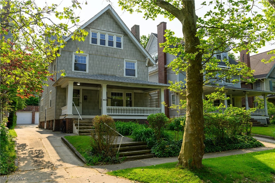 Updated colonial in the heart of the Cedar-Fairmount District! Step onto the front porch into this 6 bedroom, 2.5 bath home. Beautiful hardwood floors throughout the first floor. Large living room w/ decorative fireplace and tons of natural light, formal dining room and sunroom, a renovated kitchen (2022) and 1/2 bath. Second floor offers 4 bedrooms with newly remodel full bath w/ tiled shower. New carpet throughout the 2nd floor and a reconstructed sunroom off bedroom. The 3rd floor holds 2 more bedrooms with another remodeled full bath. Enjoy a 3 car garage! UPDATES in 2023 include: A new boiler, all new electrical, paint throughout, 2nd & 3rd floor baths remodeled with all new plumbing, new carpet on stairs and second floor, new concrete parking pad in back yard. The sunroom on 2nd floor was rebuilt. New garage doors and electric. Newer windows throughout w/ high end blinds. Home is perfect for student housing with full bath on each floor or large family. Walk to the Cedar-Fairmount District with all its amenities! Minutes to Case, UH & Cle Clinic, Rapid transit, Little Italy, University Circle and Downtown.