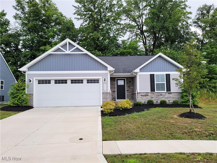 Don't miss your chance on this stunning ranch home built in 2021 with many of the builders upgrades  added when the home was built. 3 bedrooms and 2 full bathrooms and a 2 car attached garage. One floor living! Enjoy an open concept living room, kitchen and dining room.  The kitchen is a highlight with granite counters, newer appliances and a large center island. The primary bedroom includes an ensuite bathroom and a walk-in closet. The other two bedrooms are located at the front of the home near the main bathroom.  A dedicated laundry room is situated just off the living room for added convenience. The unfinished basement is plumbed for a third bathroom, offering potential for future expansion. The HOA covers lawn care and snow removal, and allows fences and sheds. The community also features a pavilion and a dog park.