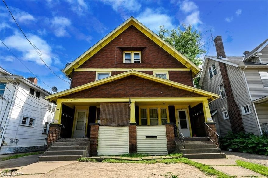 AUCTION DATE: TUESDAY June, 3rd AT 1:00PM. You can preview this home/property at these OPEN HOUSE DATES: 05/23/25 - 1:00-2:30pm and auction day 06/03/25 from 11:00-1:00PM. Great potential awaits at 25-27 McNaughton St. The property is close to the University of Akron and Akron City Hospital. This property features 8 UNITS, making it 10 BEDS / 8 BATHS. This property also features a dry basement. Seller reserves the right to accept a pre-auction offer prior to auction day.  Any inspections desired by a buyer are to be completed prior to fully executed purchase contract at buyer's expense.