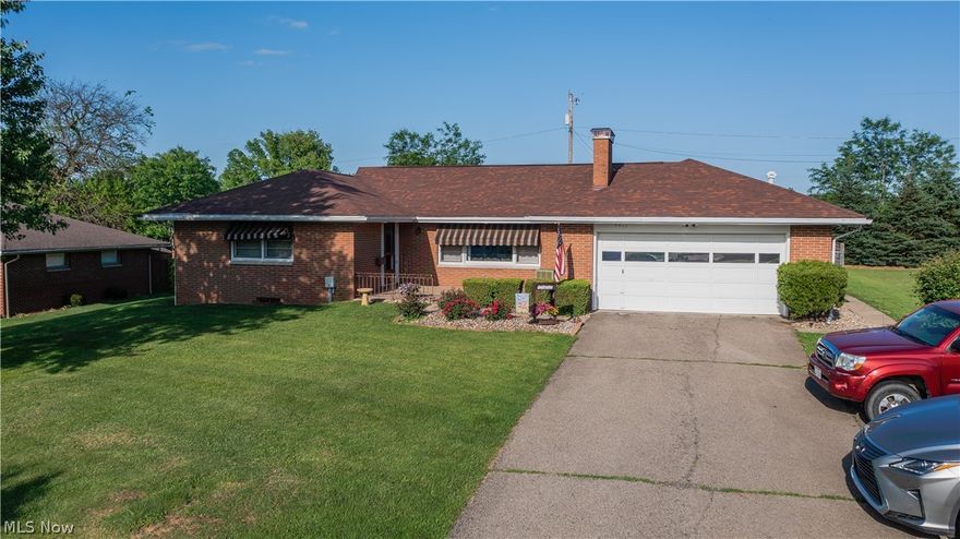 Can't miss Single story living Brick Ranch!! This wonderful 3 bedroom 3 bathroom 2 car garage home has a lot to offer.  Starting off with the mostly level lot and paved driveway to the brick front patio. When stepping inside there are 3 nice sized bedrooms with ample closet space down the hall on the left and the living area to the right. The master bedroom has an attached full master bath and dual closets. To the right is a Large living room that is open to your dining area with a doorway to you 4 season room with AC and Heat. Through the Doorway in to the large eat in kitchen you will also find hidden in a closet your upstairs Laundry. The basement is partial finished with a wood burning fireplace and a built in wood indoor grill which is a must see that will give you family a great space to make a large family room or to entertain. The other half of the basement has ample storage and the 3rd bath. The backyard has a fenced in area part Grass part concrete patio with a firepit to enj