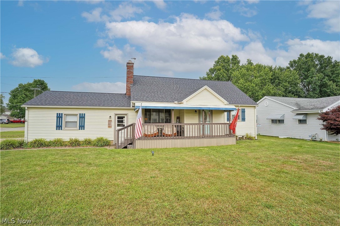 Come home to comfort! Welcome to this charming three-bedroom cape cod with a covered front porch deck to sit out and enjoy the views. Come on into the beautiful living room offering a brick fireplace with mantle and open to the eat in kitchen. The bright kitchen has an abundant of cabinets, dishwasher, oven, built in microwave, refrigerator, eat in area with sliders to large back deck with retractable awning where you can entertain with the firepit or just relax. Gorgeous yard. There are two bedrooms on the first floor with a fabulous full bathroom. Upstairs you have another large bedroom or could be an office, etc. The large, clean unfinished basement has plenty of room for work out area, TV area, office etc. and there is a bright full bathroom, laundry and storage area. WOW! There is a two-car attached garage with water access and a two-car detached garage (pole barn), and both have heat. So much space! Shed. Some updates include reverse Osmosis water system installed; water/furnace