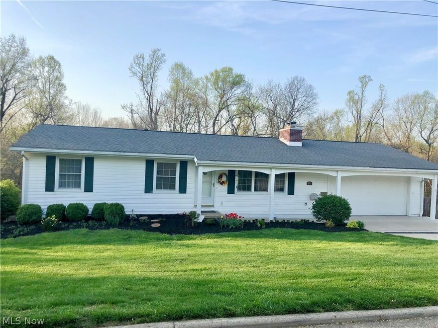 This is a great ranch home nestled in Marietta, OH.  This charming one-story home has all the comforts of one-floor living and has an added bonus room on the lower level that could be an extra bedroom, recreational room, or family room.   The living and dining rooms have beautifully finished oak hardwood floors and wood beams on the ceiling that add amazing contrast to the neutral colors and gas fireplace.  Many upgrades have been made to the home including recent bathroom renovations, fresh paint, new carpet in the bedrooms, flooring in the basement, 200 amp service, new dishwasher, and newer hot water tank.  From the bonus room, there are french doors that open up to a gorgeous flagstone patio, above-ground pool/deck, and fenced yard.  Imagine all the possibilities of entertaining and barbeques and having space for kids and pets to play.  Pool liner and pump are only 1 yr old, newer solar and winter covers. Extra pool supplies included. This house is move-in-ready and won't last long