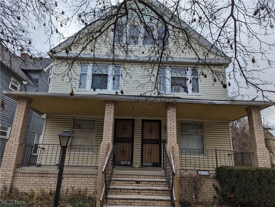Here's the Greater Cleveland investment opportunity you've been looking for.  This is spacious side by side duplex home, each mirrored apartment consists of 1st floor Living, Dining Rooms and Kitchen.  The 2nd floors each have 3 bedrooms, bathroom and the finished 3rd floors feature a 4th bedroom / studio living opportunity!   Each unit has separated basements for laundry and storage.  The property has newer vinyl siding, newer roofing, glass block basement windows, security storm doors and fenced in yard.  Located within minutes to nearby Rockefeller Park Cultural Gardens, University Circle / VA Hospital District, I 90 freeway and Downtown Cleveland.  Previous tenant at 10009 North Blvd. paid $600 / mo. prior to move out in July 2023.  10007 North Blvd has primarily been used for storage and numerous years ago was occupied by family members.  Seller & family are in the process of clearing out remainder of contents.  Property being sold As-Is, seller will not make any updates / repairs, send in your best offer, call to schedule you showing!