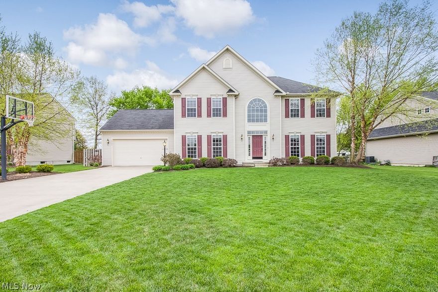 Why build when you can have it all without the wait.  Come check out this 4 bedroom colonial with 2.5 baths, 2,751 sq ft and sits on a prime & private lot with professional landscaping.  Walk into the front door to the bright and open layout and updates throughout.  2 story foyer with a balcony above.  Off of the foyer is the den/office or can be used as a living room. The formal dining room w/ wood floors and a tray ceiling is great for family gatherings.  Just wait until you walk thru and see this upgraded kitchen with granite tops, tile backsplash, a ton of cabinets for storage, gourmet island, stainless appliances that all stay and open to the entire back of the house.  The great room has the added 4’ bump out, a fireplace and huge windows for natural sunshine.  The morning room has a wall of windows with a view of the private back yard.  Walk out to the custom stone patio that has stone walls and a built in pergola.  Separate deck to the above ground pool and an outbuilding complete this backyard paradise.  Upstairs has the master suite, large walk-in closet and a private bathroom w/ 2 sinks and a tub/shower.  3 additional bedrooms with nice sized closets and a full bath finish off the upstairs.  The full unfinished basement has options for all of your finishing needs and a full rough-in bathroom.  Don’t miss this rare opportunity!