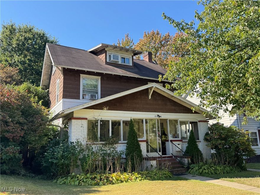 This spacious home awaits your inspiration and decorating touches. Great area of homes selling for much higher. Currently being used as a rooming house run by a non-profit agency. Great quality features like oak flooring, crown molding and fireplace. Handy half bath by rear door and kitchen. The upstairs bathroom has a door to the outside. Basement is partially finished with some ceramic tile flooring, and laundry room combo with full bath including shower and toilet. The hot water tank was replaced 6/2025. The kitchen has a newer floor. Furnace is from 2017. Oak flooring even on the second floor. Enclosed front porch with sliding door.