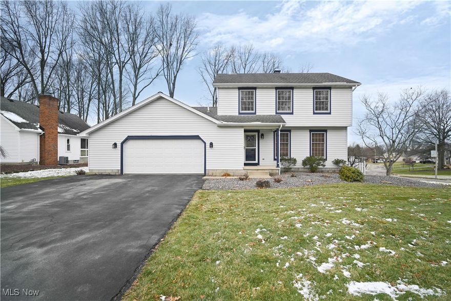 WOW! If you are looking for a spacious two story home that is meticulous and well maintained, this may be the perfect home for you! Searching for a fenced in yard? One with excellent space to entertain and an above ground pool to enjoy in the warm months? So many great options for you here! Pulling into the drive you will notice the triple wide drive to give ample space. The covered front entry leads to a welcoming foyer entry. To the right is a large living room, and the spacious formal dining. The remodeled kitchen has fantastic cabinets with lots of bells and whistles, plus gorgeous neutral granite countertops, plus all kitchen appliances stay for the new owner. The dinette is accented with a nice eat at island table. The large family room is so cozy with the brick fireplace and there are slider doors out to the deck overlooking the pool and backyard! As you go to make your way upstairs, the half bath is conveniently located at the front of the home. Upstairs, the spacious primary suite offers a full private bath! Two additional guest bedrooms are available as well as a full guest bath to complete the second floor. The full basement offers a nice sized carpeted rec room plus a large laundry and utility room. High efficiency furnace, central air. Washer dryer and second fridge to stay for the new owner. The fenced yard offers so much space to enjoy. There is a sturdy shed to store all of your tools and lawn care equipment, plus the owner is leaving all of the pool equipment for the above ground pool. Call today to set your showing appointment, let's get you home!