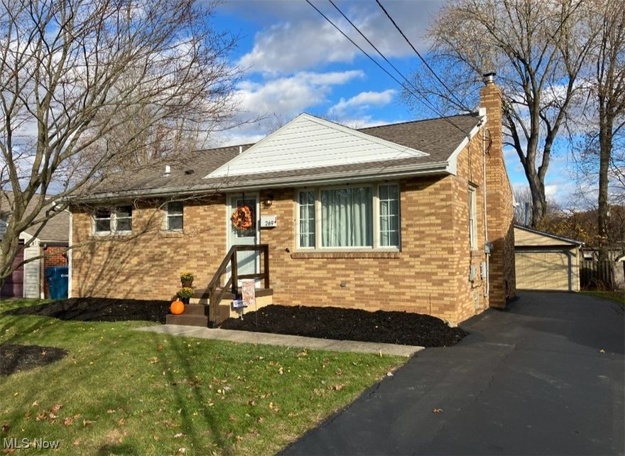 Solid, brick 3 bedroom ranch in walkable neighborhood. This ranch is completely updated with a full basement, a detached 2 car garage, and a newly epoxied floor. The updated kitchen has a new range and refrigerator. Comfort in the home is controlled by a new digital smart thermostat. The home was power washed, brickwork repointed, driveway sealed, and the ducts cleaned in 2025. Enjoy the new landscaping in the front and the gazebo in the rear. Close to schools, community pool, and restaurants.