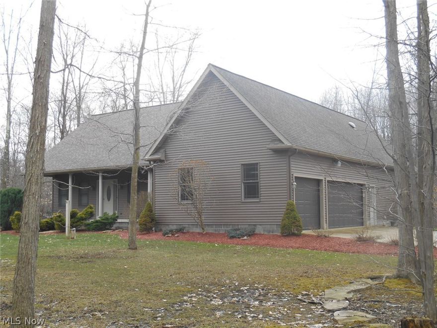 If your looking for privacy and a place away from the rest of the world..this is it!  A home in the woods! 25 acres of woods with a newer home , built in 2004. All mineral rights transfer to buyer. Privacy is the word to describe this home.  Three bedroom home with two and half baths. Ceramic flooring in kitchen, dining room, foyer, all baths, and laundry room.  Real Brazilian wood floors in all other rooms.  Wood burner in living room.  a large, 11.3 x 4.7 walk-in closest in master suite.  Attached three car garage, rom garage enyer into back foyer with half bath and laundry room. High basement.   Fenced in portion of back yard and a separate fenced in area for a garden to keep deer out. Newer building for chikens.  Great area for hunting...turkey, deer, bear, and more....By Appointment Only ,,Do Not Disturbe Owners.