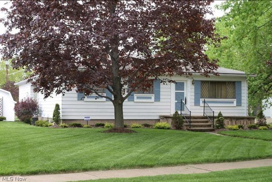 Many updates in this lovely one-owner ranch home. Nice corner lot. Newly remodeled kitchen w/all appliances; Jenn-Air stove top, oven, microwave, refrigerator & dishwasher. Eat-at counter for quick breakfasts or lunches plus separate eating area. Cozy living room, 3 bedrooms & bath. You will love the finished basement family room 25 x 10 w/newer carpet, loads of bookshelves & storage underneath. Another room 22 x 11 used as an exercise room/office plus laundry room w/washer & dryer, loads of built-in closets & more storage areas. Newer furnace & central air 2 yeas, hot water tank 2010. 24 x 24 garage w/covered patio for home to garage.