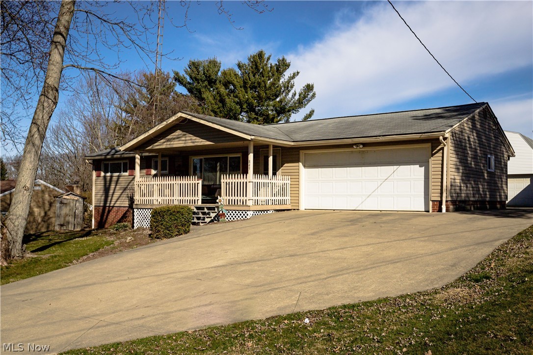 Very nice updated 3 bedroom, 1 bathroom ranch style home in Canton South with a 2 car attached garage and a fantastic 26 x 32 detached garage with heat and electric that's perfect for working on/storing cars or for a handyman's shop. The main level of the house features an open floor plan having an updated kitchen with appliances, an eating area with sliding glass door leading to a cement patio, a formal living room, 3 bedrooms and a full bathroom. The basement is partially finished having a large rec room with carpet and fireplace, and a bonus/craft room with vinyl flooring that has many possibilities adding an additional 527 sq. ft. of usable living space along with an unfinished side with washer and dryer and plenty of room for storage. The basement has been professionally waterproofed. Other features include an attached garage with opener, a relaxing covered front porch, 2 more buildings used as a wood shop and a paint shop, vinyl replacement windows and more. This home is in exce