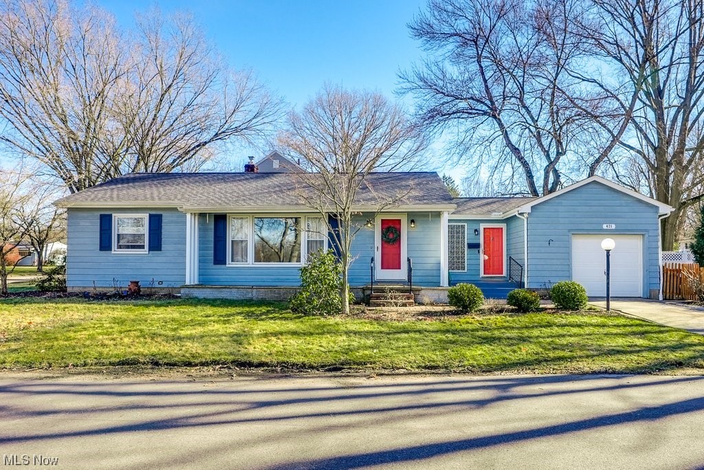 Lovely Ranch in West Akron! You will enjoy viewing this home. It has three bedroom and two full baths. There are hardwood floors in the majority of the home. The living room is spacious with a large picture window. The eat-in kitchen has been updated with plenty of cupboard space, recess lighting and tile back splash. All the appliances will stay. The full bath has been updated in January of 2024. The second bath off of the kitchen has a walk-in shower. There is a small dining room off of the kitchen as well. The basement has a large, finished area which gives extra space for whatever your needs may be. There is a one car attached garage. The outside fenced yard is perfect for cookouts or a pet area. Roof 2020, Furnace 2023, AC 2021.