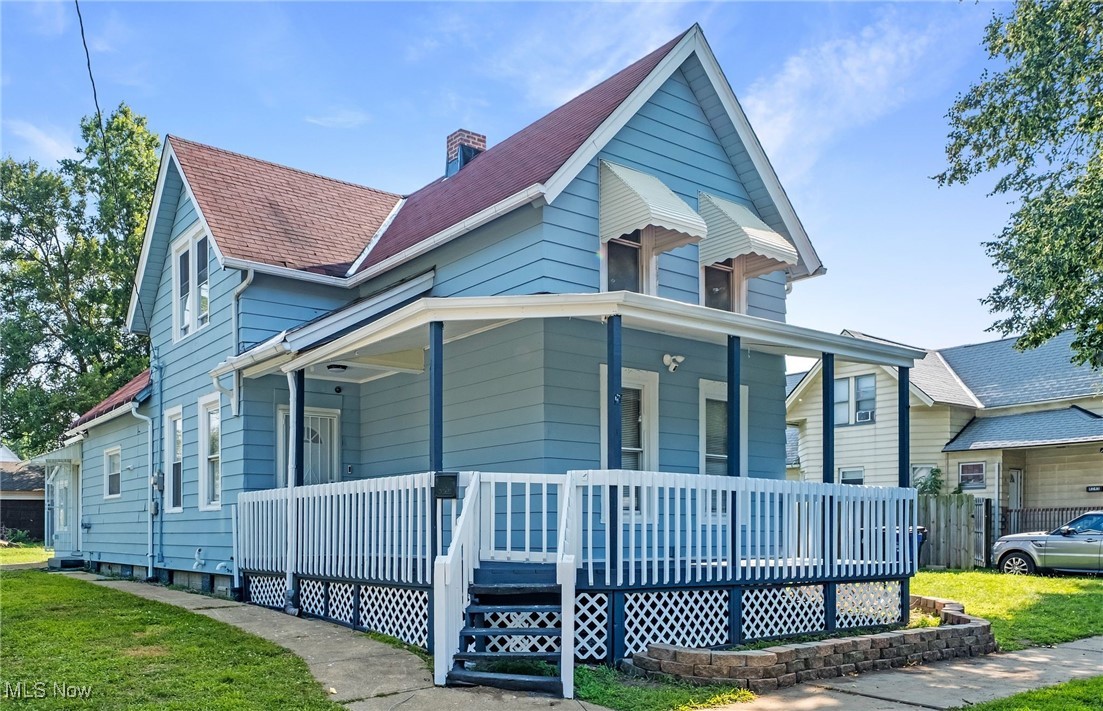 Welcome to 4131 Hyde Ave, a spacious and charming updated 3-bedroom, 2-bathroom home located in the heart of Cleveland. This beautifully maintained property boasts eye-catching curb appeal with its inviting blue exterior and classic wrap-around front porch, perfect for relaxing evenings. Inside, you’ll find cozy carpet and neutral walls throughout, creating a warm and welcoming atmosphere. The home offers both a separate living room and a cozy family room with a fireplace, giving you flexible space for everyday living or entertaining. The open kitchen is the heart of the home, featuring granite counters and backsplash with soft closing cabinets and drawers, stainless steel oven and microwave, a connected dining area and a convenient breakfast nook for casual meals. Recent upgrades include a new furnace and hot water tank in 2023, providing peace of mind and energy efficiency, soft closing cabinets and drawers in both bathrooms and brush nickel throughout the house from floor to ceiling. With plenty of room to spread out and a layout designed for both comfort and function, 4131 Hyde Ave is ready to welcome you home. Schedule your private showing today!