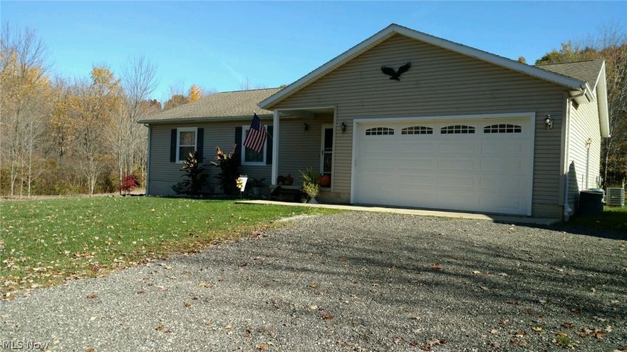 Ranch style home on 15.02 Acres... Gas well FREE HEAT!! The gas well only services this home.. VAULTED ceilings.... Walk in pantry for kitchen  ... large foyer area... Open floor plan all remodeled.. 2 car attached garage that is heated and a 2 car detached garage with heat and water and 220 service line.... New garage floor on the detached building... all new carpet painted.. bathrooms have been completely redone.. Lower level has a huge family room and a large room that could be a 4th bedroom... the basement is a walkout and has interior access... Large deck off the Ding room area.. New French drains have been installed... Small outbuilding. 2 new garage doors.. laundry room in lower level there is a laundry area on the main floor also