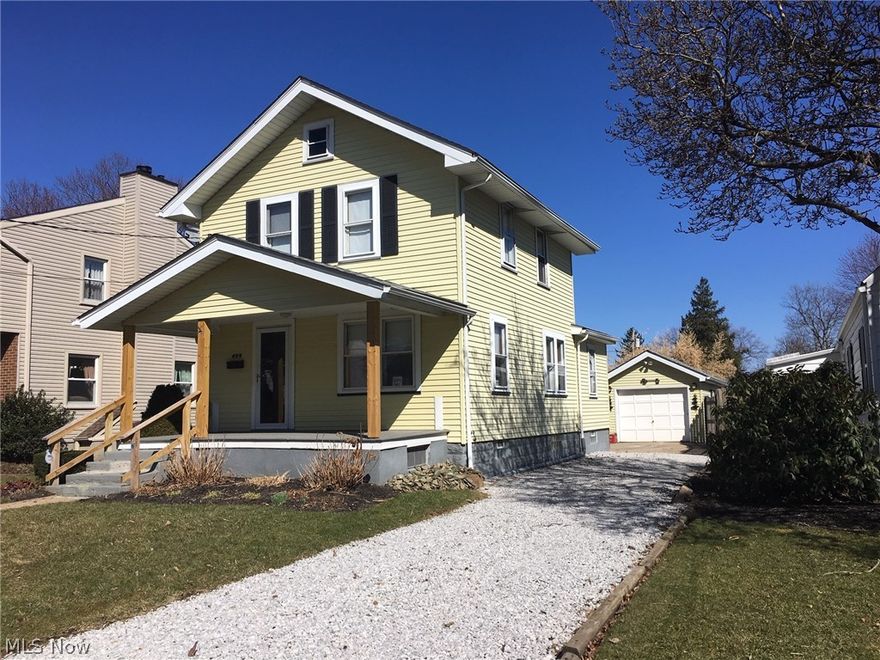 A ray of sunshine in Ellet!  This home has the most charming curb appeal!  With a large front porch ready for a swing and rockers.  A back porch and picture perfect back yard.  With lovely landscaping and a fire pit.  The nice clean garage is the finishing touch to the exterior.  Inside you will notice the original hardwood floors and woodwork throughout.  There is a living room, dining room kitchen, half bath and bedroom all on the main level.  Upstairs are the additional bedrooms and full bath.  There is a full basement with washer and dryer hook up and extra storage rooms as well.  This home had renovations started, is absolutely livable in current condition, just needs floors refinished, some paint and updating in the kitchen, if it doesn't suit your taste.  Take advantage of this deal and get to put on your own finishing touches!  Call today to check it out!