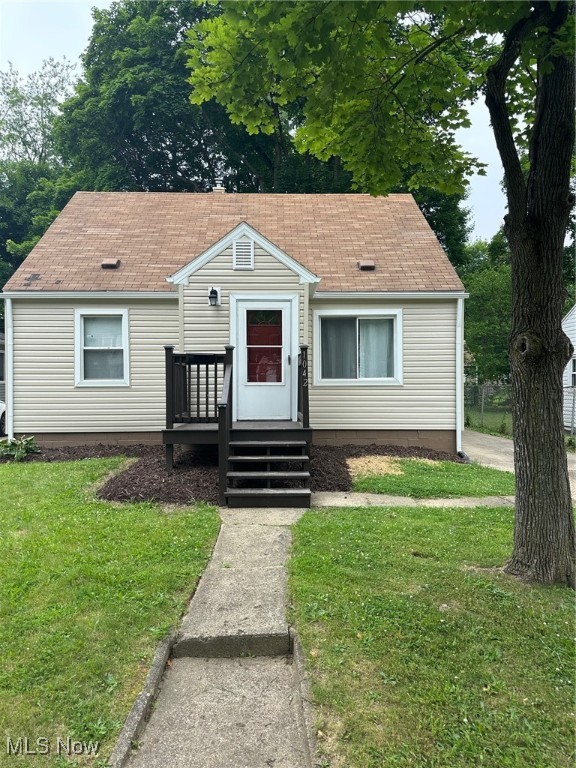 Ready to move in to this updated 3-bedroom, 1-bathroom Cape Cod located in West Akron. This is a move-in-ready home with refinished hardwood floors in the living room, hall and first floor bedrooms. The kitchen has anew laminate flooring and there is all new carpet in the 2nd floor bedroom. and everything is freshly paint. The bathroom has been completely updated with new fixtures and tile in the tub surround and a new sink. The kitchen has been updated with new counter top and fixtures. There is a barn in the backyard for storage of yard tools and other items. Mostly fenced in backyard with a deck in the backyard that is perfect for entertaining and family get togethers. New Siding 2025.