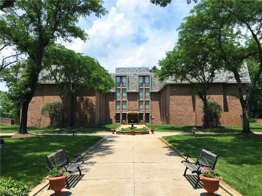 Desirable larger unit in Camelot, faces the south on the 2nd floor in the East Building with a very nice balcony view. This unit has 2 master suites with full baths and a guest half bath. Includes an office/library. Great Room with a wall of windows, dining room, kitchen and laundry room complete this unit. Camelot amenities include salt water pool, community room, an elevator and 2 assigned parking spaces. Excellent location that is close to Fairlawn shopping and restaurants. Camelot is for adults aged 55 and over.