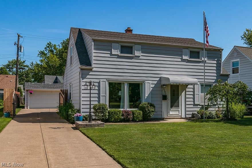 Welcome home to this clean and updated 4 bedroom Cape Cod in Euclid! The spacious living room features wood laminate flooring and crown molding. The Kitchen has newer white cabinetry, a mosaic tile backsplash, pantry and all appliances stay! Perfect dining area off of the kitchen to entertain guests. Updated full bath on the main floor  with newer vanity and tile. Two spacious first floor bedrooms with carpeting and ceiling fans.   Upstairs you will find two more bedrooms, both with ample closet space and pine floors. Neutral colors throughout entire home. Enjoy the fenced in backyard from the wood deck. 
Two car detached garage with newer concrete floors. Nothing left to do but move in!