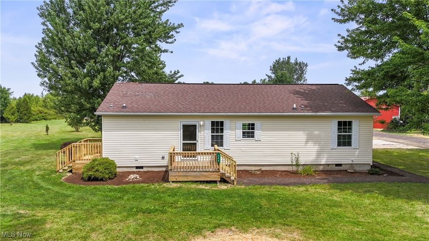 Peaceful country living on over 5 acres! This fully updated 3-bedroom, 2-bath ranch offers style, space, and serenity. Inside, you’ll find new countertops, medicine cabinets, and toilets in both bathrooms, along with new flooring and baseboards, fresh paint, updated cabinet hardware, and stylish ceiling fans and a chandelier above the dining room table. Outside features include a newly added driveway, and fresh limestone gravel in the a 30x40 barn with 14-ft ceilings —perfect for storage, hobbies, or equipment. Enjoy the fully stocked pond, approximately 6 feet deep, with several varieties of fish, and relax in the 16x16 entertainment building with a lean-to, ideal for summer nights, fires, and gatherings. What’s not to love? This property is a rare find that blends modern updates with the beauty of nature—schedule your showing today! *AGENT OWNED* PLEASE ALLOW 48 HOURS for response to any offers