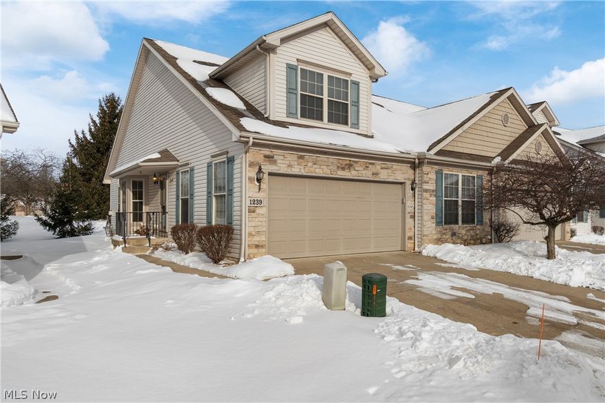 You'll love this truly move-in ready 3 bedroom, 2.5 bathroom cluster home located in the desirable Sweet Briar Village! As you enter, you are welcomed by an open floor plan and neutral décor that creates a warm, inviting atmosphere. The kitchen offers abundant cabinetry and generous counter space, making it both functional and stylish. The spacious living room is ideal for relaxing or entertaining and features a gas log fireplace and sliding patio doors that lead to your private outdoor patio. The first-floor owner’s suite includes an en-suite bath, a large walk-in closet, and a vaulted ceiling. An additional bedroom, full bathroom, and convenient laundry room complete the main level. Upstairs, you’ll find a third generously sized bedroom along with a versatile loft—perfect for a home office, craft area, or flex space. The full, unfinished basement is plumbed for a bathroom and offers excellent functionality and future potential. It is equipped with a heavy-duty workbench, large storage cabinets, and a sub-panel added to the main electrical system for increased capacity—ideal for projects, hobbies, or future finishing. Recent updates include a new furnace and air conditioner installed in 2023, providing added peace of mind and energy efficiency. Additional features include a two-car garage and a peaceful, private neighborhood setting, just minutes from shopping and downtown Medina