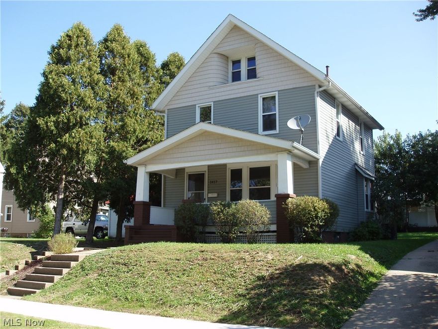 Heart of Firestone Park... Spacious 3 story Colonial with 3-4 Bedrooms ...9' ceilings and Hardwood flooring... Window seat in Dining room...Kitchen updated December 2016...Including New Stainless Steel Range/Oven, Refrigerator and Microwave...Recent updates include: New Roof 2008, Vinyl Siding 2013, Newer Windows, Updated plumbing and electric...2 Car Garage...Large Front Porch...One Block to Business district, Library and Park