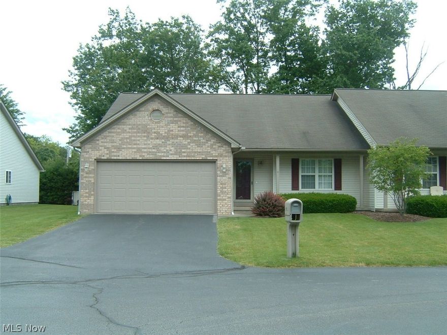 Just what you are looking for - Girard's 'Best Kept Secret' - Easy living lifestyle. Maintenance-free exterior. Attached double garage with door opener, drain, water and pull-down steps to storage above. Roofed rear porch. Front porch. Entry Foyer with ceramic tile floor, brushed-paint design walls and guest closet. Huge Great Room with high cathedral ceiling and access to rear porch. Light, Bright and Airy interior. Kitchen equipped with all appliances, bleached wood cabinetry, recessed lights, half-wall divider to the Dining Room which has a tray ceiling. Vertical blinds throughout. Hallway to 1st floor Laundry Room with pantry closet, washer and dryer included and doors out to the garage and to the basement. Master Bedroom with on-suite bath with shower, walk-in closet. Great wall space for arranging furniture. Spacious 2nd Bedroom. main, full bath with tub/shower. Full basement, 100 amp electric service, glass block windows, 40 gal., gas HWT (2006). Loads of basement storage or spa