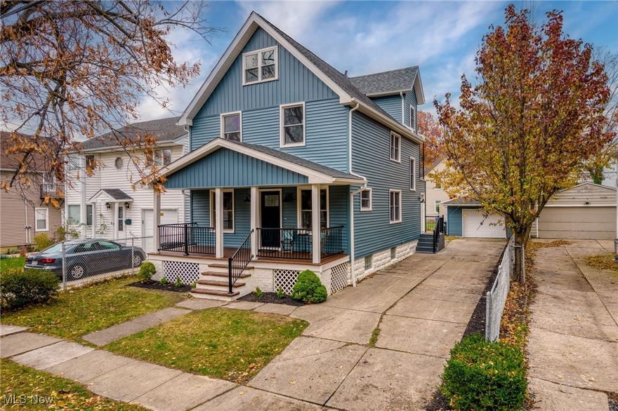 Welcome to this warm and inviting Lakewood Colonial, rebuilt from the inside out with craftsmanship rarely found in a Lakewood rehab. This true full gut renovation transformed the home into a modern, light-filled residence that truly feels brand new. A large front porch, all-new vinyl siding, and new windows set the stage. Inside, every inch has been redone — new drywall, trim, doors, a new 200-amp electrical panel with complete rewiring, all-new plumbing, and a brand-new HVAC system for year-round comfort. The first floor offers a spacious, sunlit living room with recessed lighting and real hardwood floors flowing into the dining room and kitchen. The thoughtfully designed kitchen provides plenty of cabinetry and counter space, tall 42-inch upper cabinets, quartz counters, stainless appliances, a breakfast bar, and high-end fixtures. A beautifully finished first-floor full bath features marble tile, a large vanity, and a tiled shower. A first-floor laundry room along with a generous mudroom adds modern convenience.
The second floor includes three spacious bedrooms, hardwood floors, a renovated full bath with tub and shower, and a charming outdoor sitting porch. A newly built dormer provides full access to the finished third floor, ideal as a fourth bedroom, office, or flex space, complete with its own mini-split HVAC. A large backyard, one-car garage, and a full unfinished basement with new glass block windows complete this exceptional home. Warm, bright, beautifully designed, and rebuilt with care — this Winchester Ave Colonial is a rare opportunity in Lakewood.
