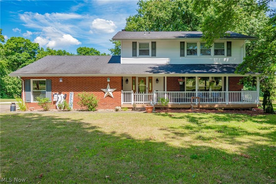 Welcome to your peaceful retreat nestled on a sprawling 3.5-acre lot, where serenity meets convenience. This charming ranch-style home boasts 4 bedrooms, 2 full bathrooms, and 2 half bathrooms. Upon arrival, you're greeted by a quaint front porch with serene country views. Step inside to discover an open main level, ideal for gatherings and relaxation. Included is a living room, dining area, and an adjacent kitchen. Continue into the family room highlighted by a cozy fireplace that leads to a sunroom overlooking the expansive backyard. Venture upstairs to find four great sized bedrooms and two full bathrooms. The owner's suite comes complete with a large closet and an updated full bathroom. Downstairs, a fully finished basement adds versatility, with additional living space for recreation or hobbies. Outside, a fenced-in yard with a deck awaits, providing a private oasis for outdoor entertaining and play. Additionally, a large 64 x 24 outbuilding offers ample storage and workshop space. Notable updates include: new boiler 2024, refrigerator 2022, well pump/water softener/dishwasher 2021. 1 yr home warranty included for your peace of mind. Don't miss the opportunity to make this property your new home sweet home. Schedule your private tour today!