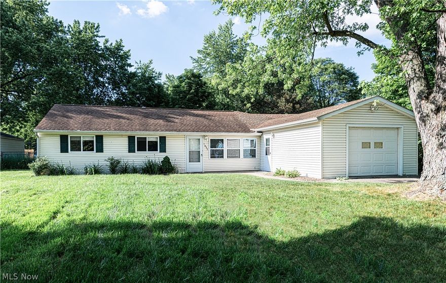 Welcome to this move in ready 3 bedroom, 1.5 bath ranch in the City of Twinsburg.  This open floor plan home has much to offer. The kitchen offers plenty of storage and workspace.  All kitchen appliances stay. There is both a living room for more formal gatherings and a large family room for casual entertaining and relaxing.  Plus there is a bonus room off the garage that can be used as a designated workspace or mud room.  The fully fenced backyard offers a blank canvas for your landscaping creativity. Close to shopping, dining and entertainment.  In close proximity to both Akron and Cleveland with easy highway access.  The entire house has been freshly painted, and luxury vinyl flooring installed throughout. Some new screens and doors have been replaced and a new garage door opener was installed June 2024.