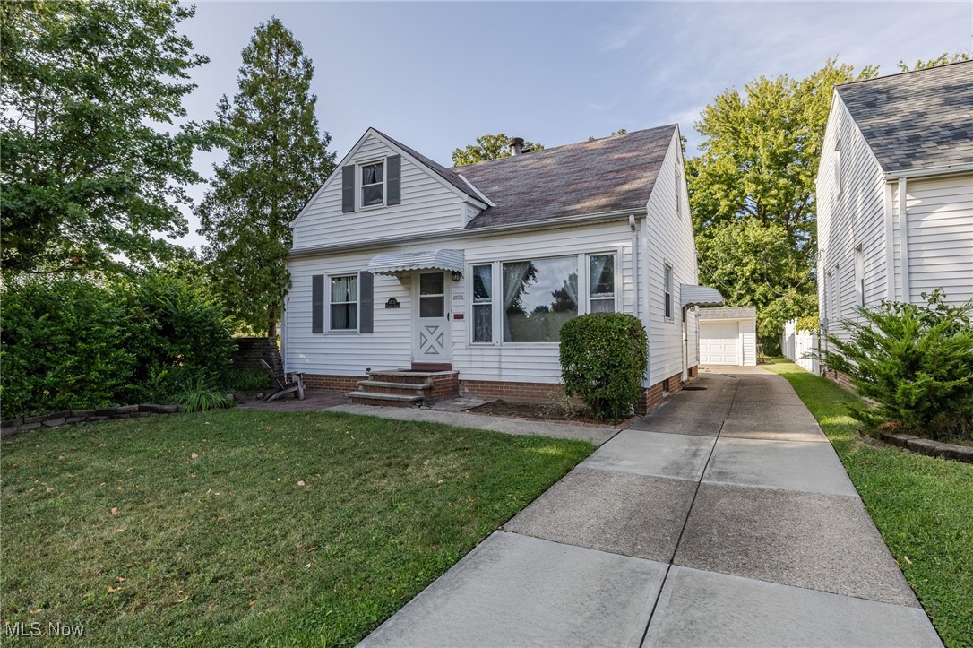 Welcome to this well-maintained Cape Cod in the heart of Euclid. This home features a bright living room and 2 spacious bedrooms plus a versatile bonus room. The partially finished basement provides additional living or storage space. Enjoy a private, partially fenced backyard with a patio and a detached two-car garage. Conveniently located near Lake Erie, schools and parks. This property is move-in ready and a great opportunity to own in a desirable neighborhood.