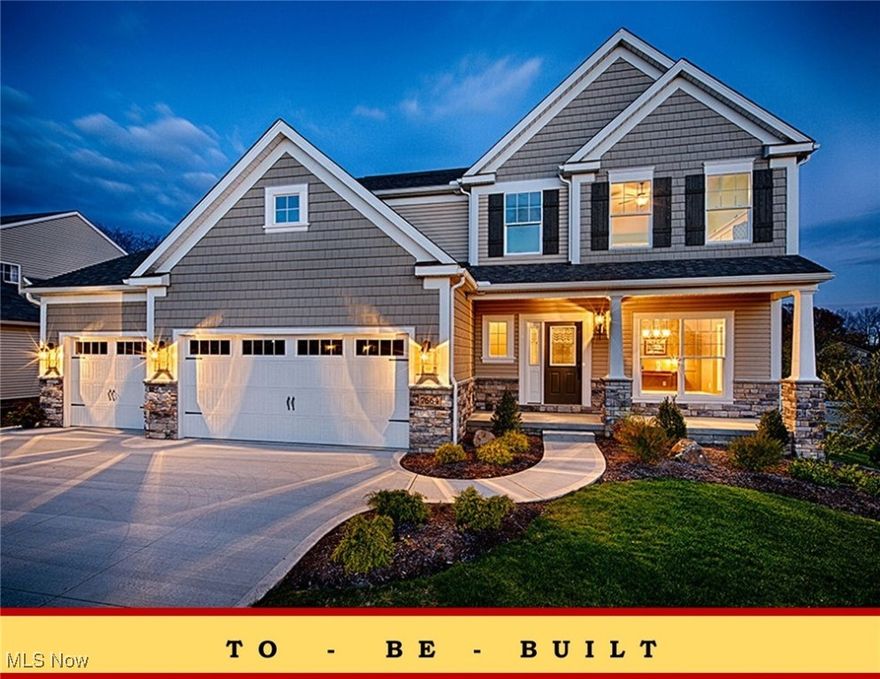 Now Open – Phase 4 in OldeStone Crossing (Lake Township Schools)! This to-be-built Monterey Floor Plan is designed for comfortable, modern living, featuring a bright and spacious great room with oversized windows and transoms, soaring nine-foot ceilings, an optional cozy fireplace, and a sunny breakfast room with the option of an expanded 12’8” x 10’ Breakfast Room (included in sqft shown). The open layout offers a versatile flex space or den/study with charming columns and arches, and you can personalize your home further with optional covered porches and, decorative patios, or decks to enjoy outdoor living. The family entry includes an option for a handy built-in shoe bench, while the owner’s suite delights with a cathedral ceiling, double-bowl vanity with make-up counter, and the choice of a soaking tub with separate shower. A convenient second-floor laundry makes everyday life easier, and yes, we finish basements too! The model home is located at 2693 Ledgestone Dr NW, Uniontown (Lake Township) ** Starting prices (base price shown) reflect the base home with base lot prior to upgrades, structural additions or customizations, and photos may show optional features or finishes available at additional cost. With many custom details and plan options available, you can truly make this home your own. Base prices are subject to change prior to an accepted purchase agreement. Taxes shown represent vacant land only.