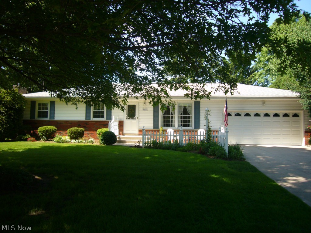 Very nice ranch in well-kept Brentwood Estates offers large master with own half bath and three (3) closets. Easy to entertain as kitchen, dining and 1st floor comfortable family room are open. Tall brick gas fireplace with built-ins. All appliances remain including washer and dryer. Solar and skylights are well placed. Leaf guard 2001, central air 2007, roof and vinyl siding 2008, updated 100 amp electric. Convenient city sewer and water. Charming perennial landscaping, vinyl white picket fence and concrete sitting patio in front, wood deck from family room slider to private backyard is very peaceful. Good storage in unfinished 11-block high basement. Enjoyable home for any age family. Convenient to shopping, highways, and all activities. A pleasure to show this former model home.