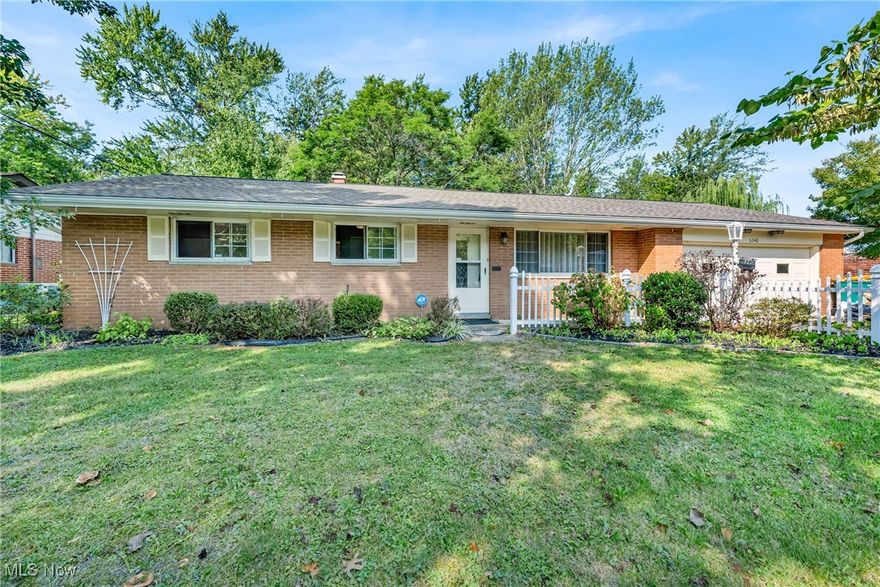 Looking for one floor living in a fantastic, established neighborhood?  Award winning Mentor Schools and close to everything for your lifestyle convenience!  Enter this lovely, cared for home with a vaulted living room ceiling and a dedicated dining area located just off the kitchen that boasts plenty of built-in storage and display cabinets.  The kitchen also features a second dining or seating area and a convenient in-closet washer, dryer and utility sink.  Three bedrooms, one with an en suite full bath and down the hallway a second full bath with a tub finish out the interior of this lovely home.  Outside you will find beautiful mature landscaping with perennials and shrubs and a large, private backyard with cement patio and storage shed.  The front facing two car garage has built-in cabinets and direct access to the kitchen dining area.  New roof in 2020, new driveway in 2018, new gutters in 2023.  Schedule your private showing today