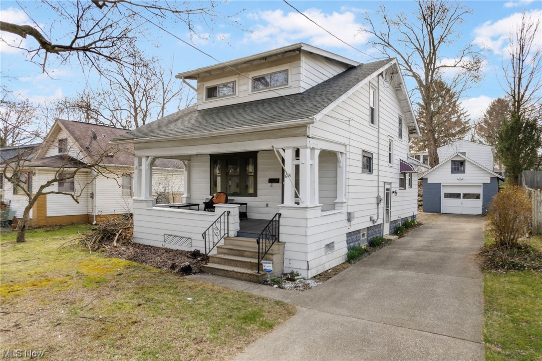 You HAVE to check out this North Akron Beauty before it's sold! The original woodwork and hardwood floors provide so much charm you will fall in love at first sight. From the Front Porch that spans the width of the home, enter the front door to the expansive Living Room with leaded glass built-ins behind the oak trimmed bench. The warmth of hardwood floors welcomes you in, and the coffered Dining Room Ceiling pulls you in further. Through the Dining Room is a sizable kitchen with with white cabinetry. Attached to your kitchen is a bonus room with new LVT flooring, use your imagination to turn this bonus room into your favorite room in the house! Continue through the bonus room for your first floor full Bath. Upstairs, the master bedroom is the highlight, the main bedroom connects to yet another bonus room surrounded by windows! So many possibilities for this space including a craft room, morning room, or a very real walk in closet! The other 2 bedrooms and your second Full Bath round o
