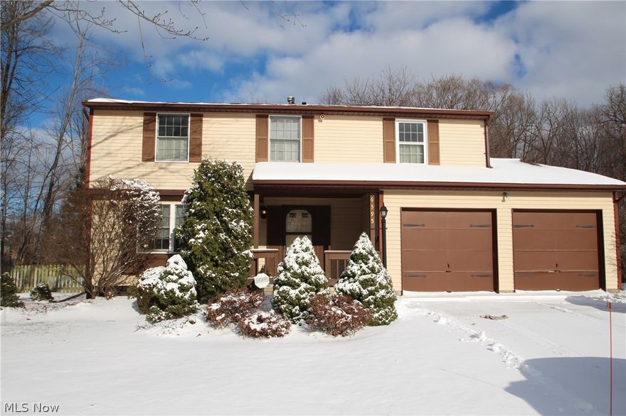 Two story Colonial home in Mentor with over 2000 sq ft of living space with a full basement. Nice cul-de-sac lot in King Arthur Estates. This home features a large living and dining room as well as family room which opens to the kitchen with loads of cabinets, breakfast bar and built in desk. Large 21x15 Sun Room with corner gas fireplace which over looks the fenced yard and deck. This home was built as a 4 bedroom and could be converted back easily if desired. Updated Furnace and AC as well as some fresh paint and carpet upstairs. The full basement could add additional living space and/ or works-pace and storage. Rear yard with fence backs up to wooded area. Lot opens up to approx. 155 ft wide on rear line. Home Warranty with America Preferred.