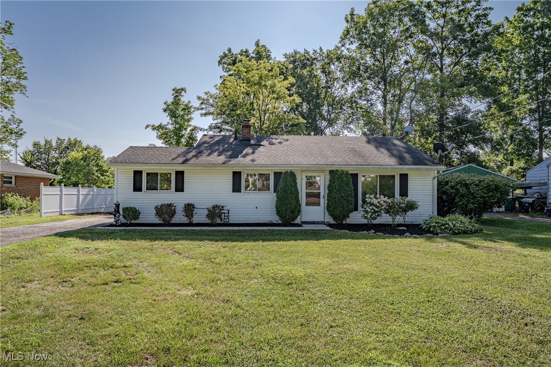 Welcome to 329 Cynthia Dr, Chardon – a beautifully updated ranch-style home tucked away on a quiet street just minutes from the town center! This charming single-level residence offers a functional layout with stylish updates throughout, perfect for comfortable living and entertaining. Step inside to a spacious living room filled with natural light and featuring newer luxury vinyl plank flooring that flows seamlessly into the adjacent kitchen. The kitchen has been thoughtfully renovated with granite countertops, modern stainless steel appliances, and newer cabinetry offering both style and storage. Just off the kitchen, the updated laundry/mudroom adds convenience and flair with matching granite countertops, additional cabinetry, updated flooring, and a newer washer and dryer. Down the hallway, you’ll find three generously sized bedrooms—all with durable LVP flooring—and a full bathroom featuring a tiled shower surround and elegant travertine floor tile. Outside, enjoy a large open yard offering endless possibilities for outdoor enjoyment, along with a detached 2-car garage for added storage and parking. This move-in ready home combines updates, space, and location—don’t miss your chance to make it yours!
