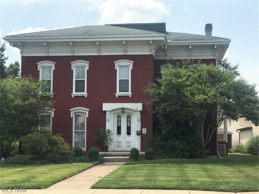 Remarkable Italianate home built in 1840-1850. This home is distinguished by its gently sloping roof and deep over hanging eves, corbels, and arched window decor. Same owner since 1972. Large double door entryway. Open staircase to the 2nd floor. 10 ft ceilings. Crown molding in the dining room and foyer. Distinctive interior woodwork. 1st floor consists of foyer, dining room, living room, kitchen, full bath, laundry room, keeping room with fireplace, and large 2nd living room. 2nd floor features 3 bedrooms, guest area, office space, full bath, and back stairway. Beautiful large screened-in side porch. 2 car detached garage with extra storage. Large separate shed. 2 100 amp electric boxes. New roof approx 4 years ago and new furnace approx 2 years ago by Henry's heating and cooling. Gas $114/mo, water/sewer/trash $43/mo, and electric $166.