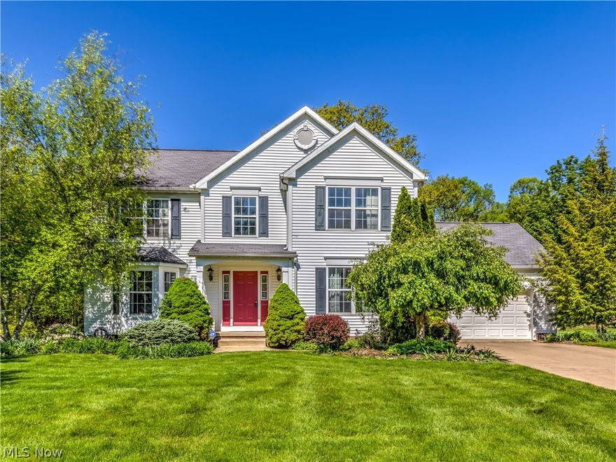 Beautifully cared for one owner 4 bedroom, 3.5 bath colonial on cul de sac with approx. 3310SF including finished walk out lower level & situated on picturesque professionally landscaped lot* 2 story entry with hardwood floor leading to Great room with gas log fireplace & French doors to den/living room* Kitchen with hardwood floors, breakfast bar, pantry, microwave & range (2015), refrig, dishwasher, disposal & vaulted breakfast room with  hardwood floor & slider to deck* Formal dining with trey ceiling & chair rail* 1st floor laundry with utility sink & includes washer & dryer* Vaulted master with fan & walk in* Vaulted master bath with double vanity, new jetted tub, separate shower & skylight* Additional 3 bedrooms & guest bath on second floor* Walk out lower level with recreation room with slider to partially covered patio; exercise room or bedroom, full bath & ample storage & closets* Other features include surround sound, geothermal heat, security system, 6 panel Masonite doors,