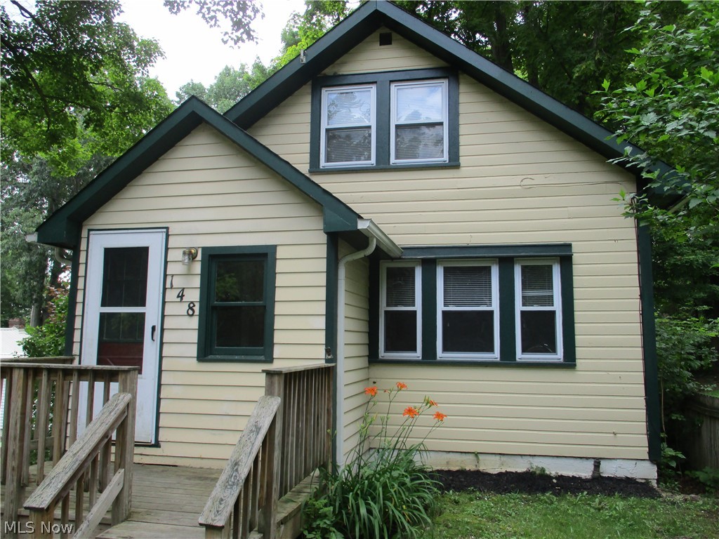 Available early August. Chardon Schools! This small 2 bedroom bungalow with fenced back yard, large rear deck with picnic table, shed 1st floor bedroom and bath, laundry hook ups in the full unfinished basement & range and refrigerator for use. Note the stairwell to second floor in narrow and steep therefore be mindful of what size furniture you have for the 2nd floor bedroom and the 2nd floor bonus area (both upstairs spaces have angled ceilings). Community has a ball diamond, small playground & pavilion + a lake at the end of the street.